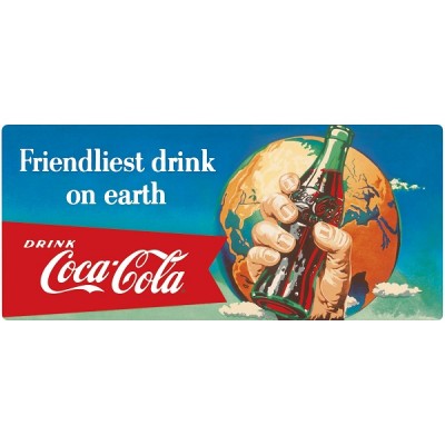 Enseigne Coca-Cola en métal avec relief 3D / Friendliest Drink